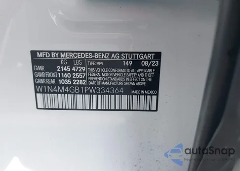 2023 Mercedes-Benz Glb 250 from USA, damaged, VIN W1N4M4GB1PW334364